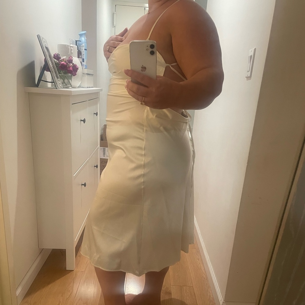 Satin ivory slip dress in XXL